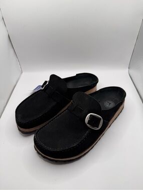 Birkenstock Black Buckley Suede Buckle Clog 38